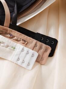 3 piezas Sujetadores con cuello en V con encaje, sujetadores acolchados fijos, sujetadores inalámbricos suaves y cómodos, sujetadores para estar en casa - Multicolor - Ver 7