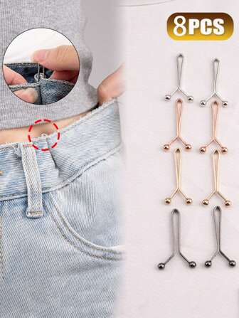 8/16-Pack Invisible Waist Tightening Clips, Adjustable Metal Button Pins For Jeans And Clothing, Fashionable Girls's Accessories