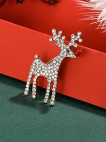 Christmas Rhinestone Elk Design Brooch