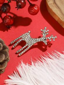 Christmas Rhinestone Elk Design Brooch