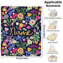 1 pièce Couverture en flanelle personnalisée avec fleur, Couverture de canapé avec votre nom personnalisé, Couverture commémorative douce et chaude pour des moments mémorables, Cadeau pour camarades de classe, amis, couple, mère et père, à utiliser pour la sieste, le camping, les voyages