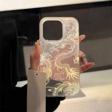 Robuuste gele drakenprintontwerp zachte matte siliconen telefoonhoes, geschikt voor mannen en vrouwen, compatibel met iPhone 16/15/15 Pro/15 Pro Max/14/13/12/11/Xs Max
