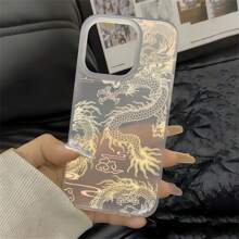Robuuste gele drakenprintontwerp zachte matte siliconen telefoonhoes, geschikt voor mannen en vrouwen, compatibel met iPhone 16/15/15 Pro/15 Pro Max/14/13/12/11/Xs Max