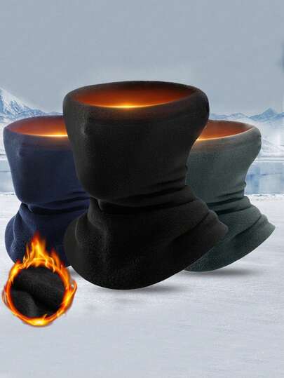 1pc Sherpa Fleece Neck Warmer, Outdoor Sport Windproof Face Mask For Autumn/Winter