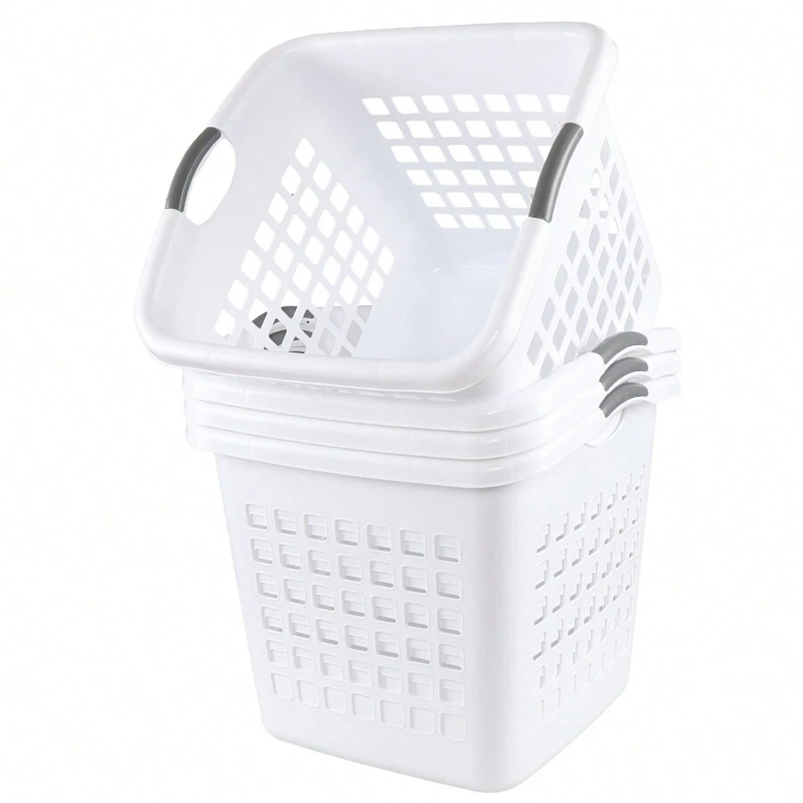4 Packs 2 Bushel Ultra Laundry Basket, 72 L Square Large Plastic Laundry Basket With Handles, Whitelaundry Hamper,Washing Basketbathroom Organizer,Basket,Storage Basket,Foldable Laundry BasketLaundry Baskets Back To School Travel Essentials Room Decor,Home Decor,Bedroom Decor Storage Organization And Storage Puppy Keep Dress Shorts Phone Case Bikini Summer Dresses For Women Skirt Summer Dress Dresses Nails Jeans Tops White Dress Dresses For Women - White - View 1