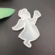 圣诞天使女孩钥匙扣吊坠硅胶模具 DIY 背包装饰挂扣水晶环氧树脂吊坠模具 - 白色 - 查看 6