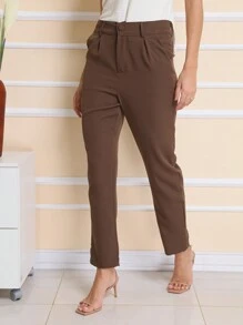 Women's Pants/Tailored Pants/Basic Pants/Elegant Pants/Skinny Pants/Blogger Pants/Fashion Pants - 巧克力棕 - 查看 4