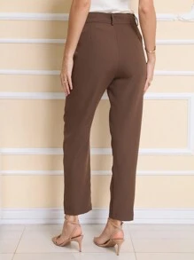 Women's Pants/Tailored Pants/Basic Pants/Elegant Pants/Skinny Pants/Blogger Pants/Fashion Pants - 巧克力棕 - 查看 5