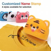 1pc Customized Name Stamp - Cute And Durable Panda Design, Waterproof And Long-Lasting, Ideal For Marking Clothes And Accessories, Easy To Use And Maintain, High-Quality Ink Ensures Clear Imprint, Great For Home Organization And Personal Use, Fun And Practical, Adds Unique Charm To Your Items, Various Cartoon Patterns Available. - Yellow - View 9