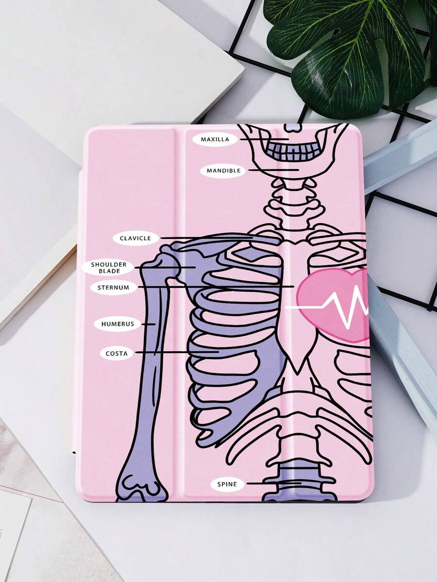 Husă schelet uman compatibilă cu iPad 10.2 inch 2021/2020 iPad a 9-a/8-a generație, compatibilă cu Samsung Galaxy Tab A8 10.5 inch 2022, compatibilă cu husa Matepad 10.4/ tab, cu suport pentru stilou, suportă capac automat de repaus/ trezire