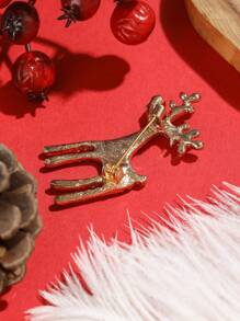 Christmas Rhinestone Elk Design Brooch