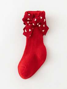 Một đôi, tất cho bé trai và bé gái sơ sinh, tất đỏ, tất mừng năm mới, tất công chúa, tất nơ - Đỏ - Xem 19