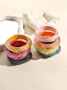 1 件彩色树脂方形手链，可爱女士配饰，适合派对 - 幾何 - 查看 2