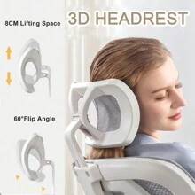 Office Chair High Back Ergonomic Computer Office Chair With Lumbar Support Adjustable Headrest 3D Armrest And Lumbar Support For Swivel Mesh Chair For Work, Study, Gaming,White Chair - Xám - Xem 6