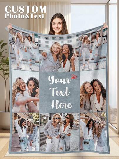 1pc Customized Photo Blanket , Personalized Photo Blanket , Personalized Photo Memory Blanket, Blanket Use For Bedding/Sofa/Indoor/Outdoor, Customized Christmas Gifts ,Friend Gift, K Gift ,Family Gift, Birthday Gifts, Wedding Gifts, Gift For Friend, Gift For Her,Gift For Girlfriend, Gift For Mom/Dad, Autumn Home Refresh, Scandinavian Cozy Home, Winter Grace