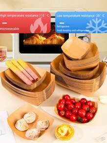 20/30 buc, tavă de hârtie alimentară rezistentă la ulei de culoare originală, cutie de barcă din hârtie kraft, cutie pentru gustări, cutie deschisă, cartofi prăjiți, friptură de pui, friptură, hot dog, cutie pentru hamburger, cutie pliabilă fără, picnic acasă, tavă portabilă de hârtie alimentară - Maro - Vizualizare 3