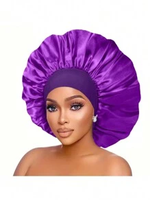 1 pezzo Fascia elastica per capelli in raso a righe larghe per donna, copricapo per la cura dei capelli