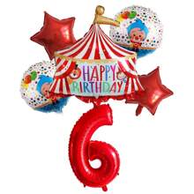Namiot urodzinowy w stylu czerwonego cyrku, zestaw balonów z cyframi od 1 do 9, nadmuchiwane dekoracje na imprezę tematyczną z okazji powrotu do szkoły i Walentynek - Wielokolorowe - Zobacz 8
