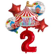 Namiot urodzinowy w stylu czerwonego cyrku, zestaw balonów z cyframi od 1 do 9, nadmuchiwane dekoracje na imprezę tematyczną z okazji powrotu do szkoły i Walentynek - Wielokolorowe - Zobacz 4
