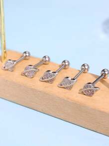 1pc Stainless Steel Tongue Ring - Silver - View 6