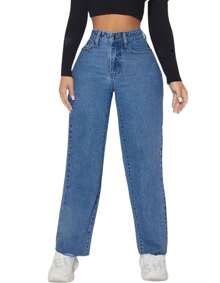 jeans pierna ancha para mujer - azul real - Ver 1