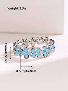 1 buah Cincin Desain Bunga Elegan, Cocok Untuk Wanita, Perhiasan Untuk Pernikahan, Pertunangan, Hari Valentine dan Acara Lainnya - Baby Blue - View 6