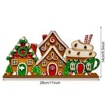 1Pc/125Pcs Christmas House Wooden Tabletop Decor Tiered Tray Decorations Rustic Winter Christmas House Sign For Farmhouse Xmas Party Table Decor(Without Tray) - Multicolor - View 2