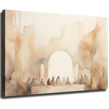 1PC With Frame Christian Wall Painting Last Supper Scenery Large Abstract Modern Painting Jesus Minimalist Artwork For Bedroom Living Room Dining Room Bathroom Corridor Hotel Office Apartment Coffee Shop Bar Wall Decoration - 彩色 - 查看 1