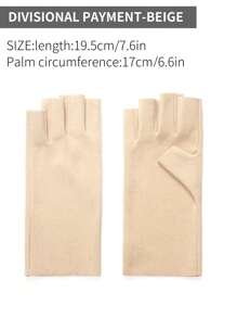 1 件装冬季室内办公室学生女士无指书写手套，保暖触屏手套，用于美甲和瘦身，鹿皮可见手指保暖防寒打字手套 - 彩色 - 查看 16