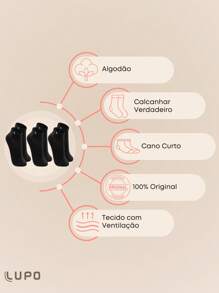 Kit With 6 Pairs Of Lupo Women's Short Cotton Socks - màu đen - Xem 3