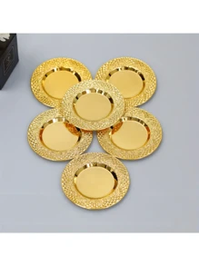 4pcs- Style Solid Patterned Coasters - For Thanksgiving And New Year Celebrations - Hand Washable, Polished Metal, Made Of Stainless Steel, Gifts For Loved Ones And Friends