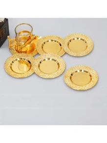 4pcs- Style Solid Patterned Coasters - For Thanksgiving And New Year Celebrations - Hand Washable, Polished Metal, Made Of Stainless Steel, Gifts For Loved Ones And Friends