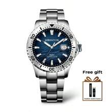 Moemton 山峯系列男士自動機械錶商務時尚手錶日曆架摺疊扣不鏽鋼錶帶M130。BSSA01