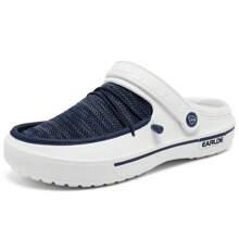 EARLDE Zuecos para hombre, zapatos de jardín, zuecos con soporte para el arco, zapatillas informales con cordones, sandalias ligeras sin cordones con parte superior transpirable