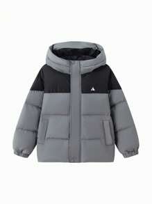 Balabala Boys' & Girls' Puffer Jacket Hooded Outerwear For Winter 2024 - Dark Grey - View 4