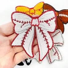5 Stücke sortierte glänzend gerandete Sportbälle, Schleifen Verzierungen, Aufbügler Patches, bestickter Applikationen, Schmelzklebeband zum Aufbügeln für DIY Jacke, Jeans, Rucksack, Weste, Hut, Truckerkappe - Gemischte Farben - Übersicht 13