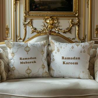 2 件简约灯笼和新月祝福 2 件套抱枕套，柔软桃色天鹅绒材质，单面印花，尺寸 45*45 厘米