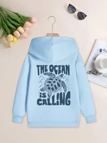 Een casual hoodie met print voor meisjes en kinderen, met een capuchontrui voor studenten in de herfst en winter. Lange mouwen met een zachte en dikke top - een leuke strand- en vakantie-hoodie in schildpadstijl die nooit uit de mode raakt, geschikt om dagelijks mee te spelen! Hoodies voor meisjes (tween) Meisjeskleding (tween)