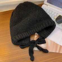 1 pieza Gorro de lana con protección de orejas versátil y cálido, gorro de mujer tejido y lindo para el otoño e invierno