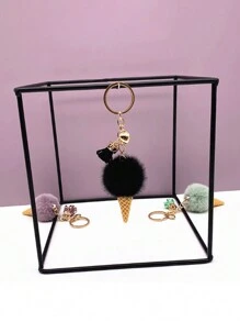1pc Ice Cream Keychain Plush Pendant Keyring, Cute Zinc Alloy Bag Charm Accessory For Daily Use Car Accessories School Bag Accessories Lanyards With Id Holder Car Accessories Bag Charms - Multicolor - View 12