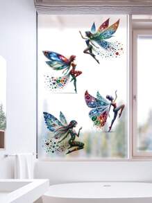 4szt. Motyl Wróżka Tło Dekoracja Ścienna Naklejki, Pokój Upiększanie Plakat Dla Bogini, Bajkowe Naklejki Ścienne, Naklejki, Naklejka Ścienna, Winylowa Naklejka Do Dekoracji Domu, Wiosenne Elementy Dekoracji Odśwież Swój Dom, Rama Naklejki Dekoracyjne