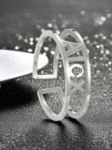 Customized Engraved Name Ring Stainless Steel Name Text Open Ring For Women Men Valentine's Day/Birthday/Anniversary Gift, Friend/Graduation/Christmas Luxury Gift