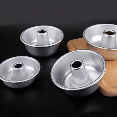 1 件/4 件套迷你阳极氧化铝甜甜圈模具，迷你蛋糕模具/甜甜圈模具，适用于圣诞甜点，圆形天使蛋糕甜甜圈烘焙模具，DIY 甜甜圈制作器，法式面包模具，带中心管的不粘蛋糕模具