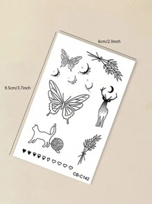 1 miếng dán hình xăm tạm thời không thấm nước Herbal Juice, họa tiết cành bướm hình lưỡi liềm, bền 7-14 ngày, lớp phủ mờ, món quà nhỏ cho ngón tay, tai, vai, cổ, xương đòn, cơ thể - Màu xanh lam - Xem 8