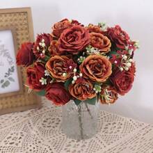 1 Bó hoa hồng nhân tạo cao cấp - Hoa giả sang trọng dùng để trang trí tiệc cưới/ngày lễ tình nhân, bó hoa cô dâu tự làm & quà tặng Ngày của Mẹ, đồ trang trí bàn tiệc thanh lịch (màu đỏ đậm/hồng phấn) - Nhiều màu - Xem 5