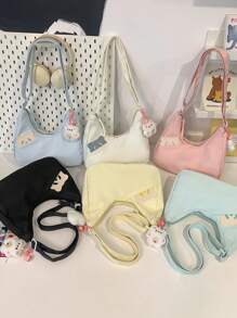 Plain Casual Shoulder Bag With Cute Panda Pattern, Kids - A - View 2