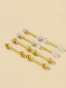 8 件简约圆球形舌头/乳头环，不锈钢穿孔首饰