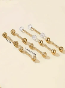 8 件简约圆球形舌头/乳头环，不锈钢穿孔首饰