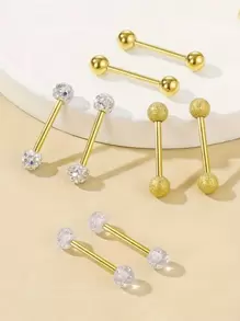 8 件简约圆球形舌头/乳头环，不锈钢穿孔首饰