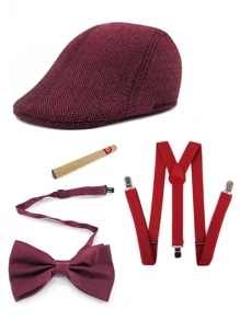 2/3/4/5 pièces D EXCEED Accessoires pour hommes des années 1920 : béret Gatsby, vêtements, accessoires vestimentaires des années 1920 pour hommes, pour Halloween, bal de promo